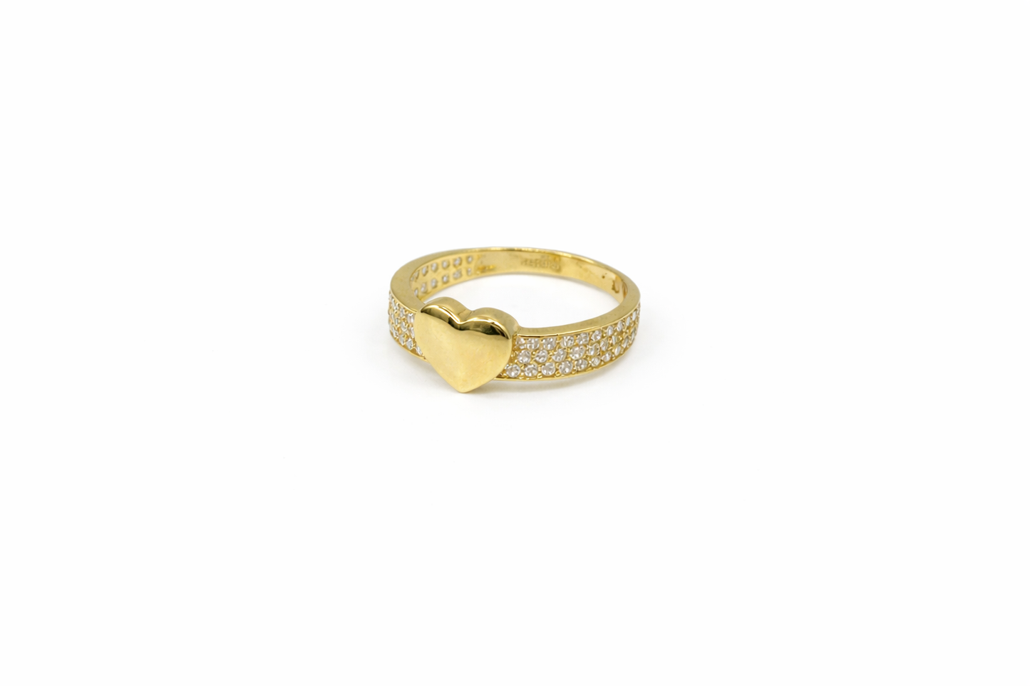 1491- NEW 14K Solid Gold Cz Pave Heart Ring W.G