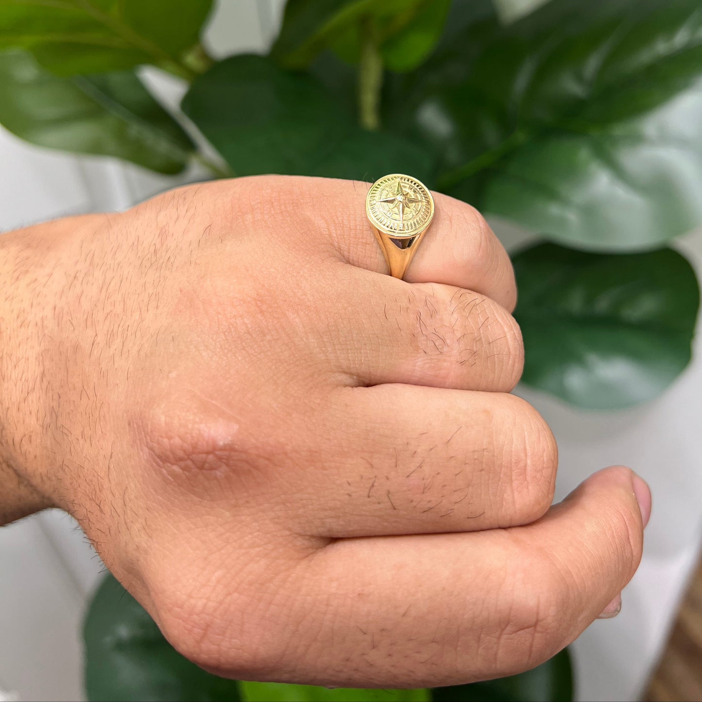 378- NEW 14k Gold Compass Men’s Ring W.G