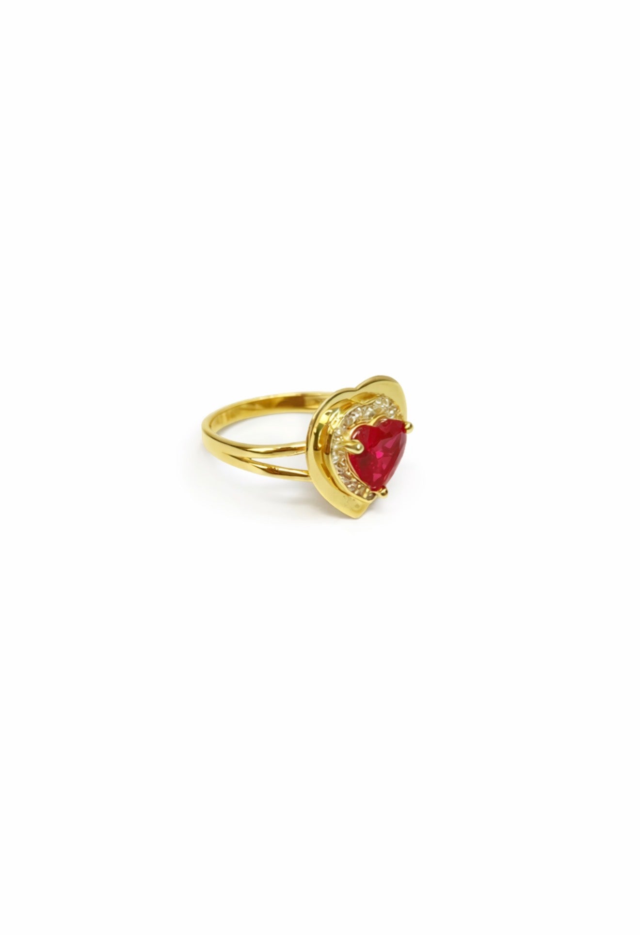 1514- NEW 14K Gold Pink Heart Cz Ring W.G