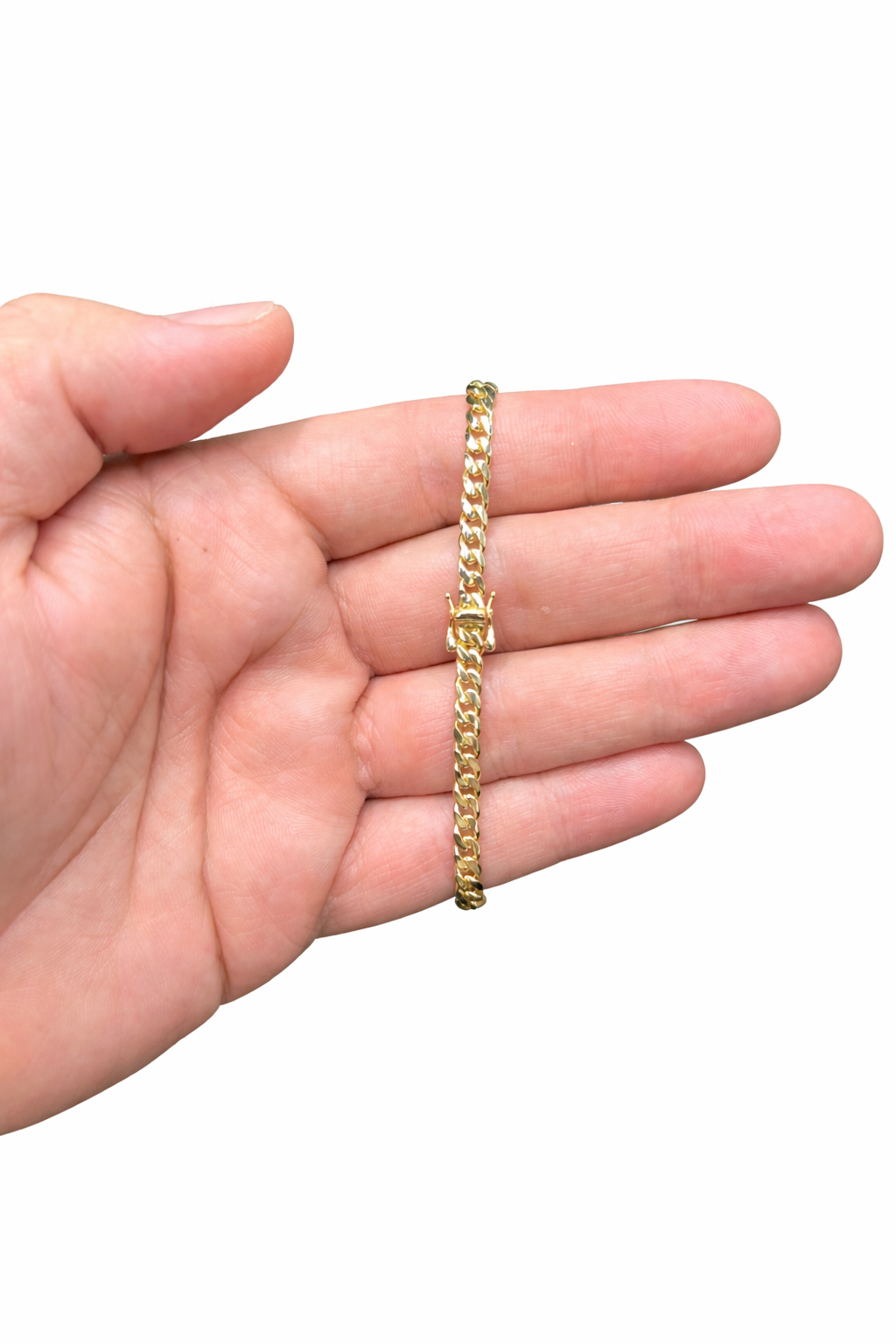 1551- 10K Solid Miami Cuban Bracelet 8”(5mm)W.G