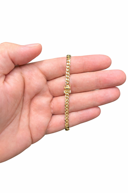 1551- 10K Solid Miami Cuban Bracelet 8”(5mm)W.G