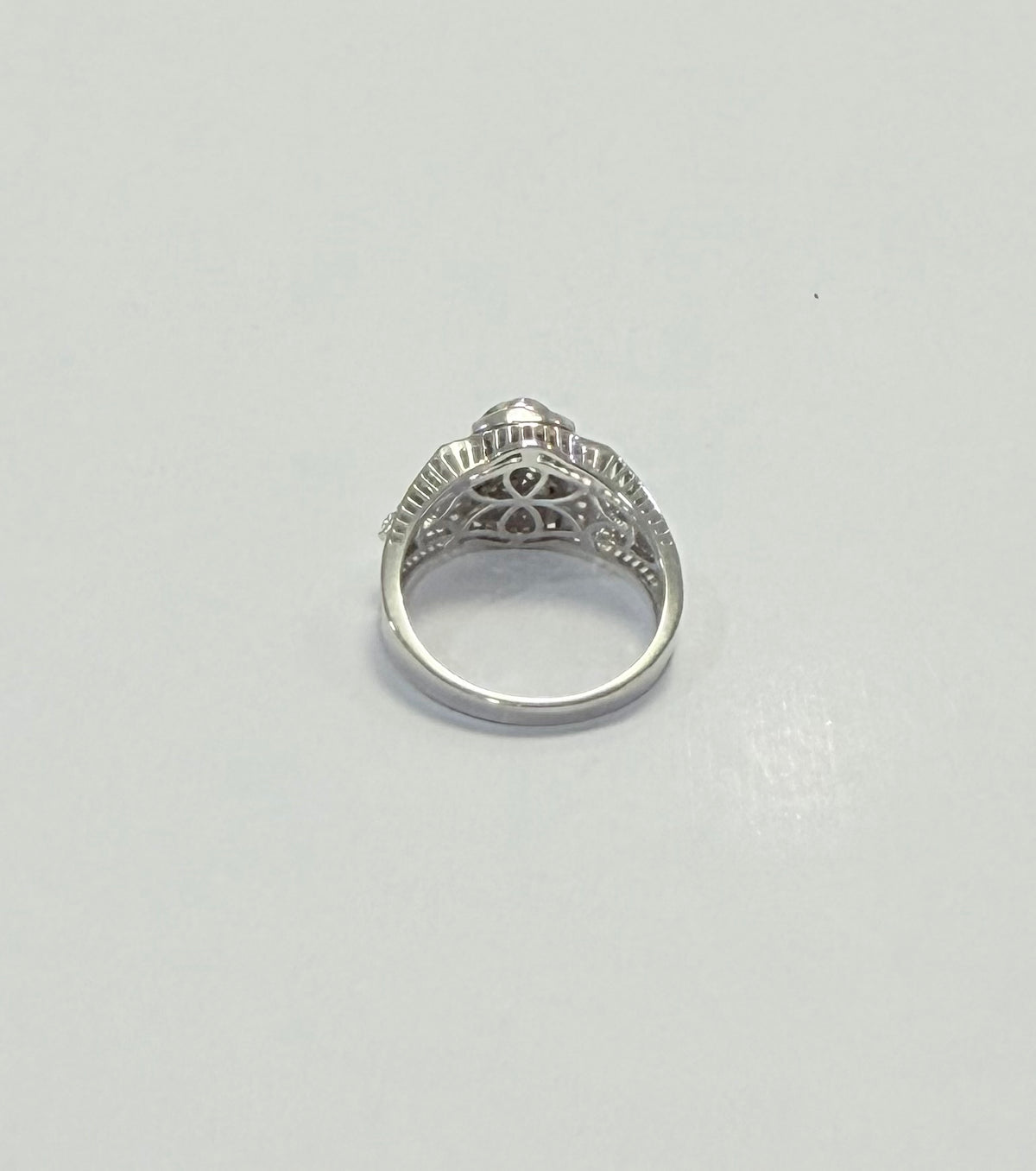 S1142- .925 Sterling Silver St Jude Moissanite Ring W.G