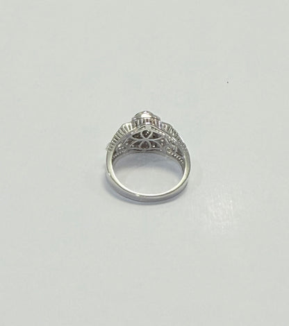 S1142- .925 Sterling Silver St Jude Moissanite Ring W.G