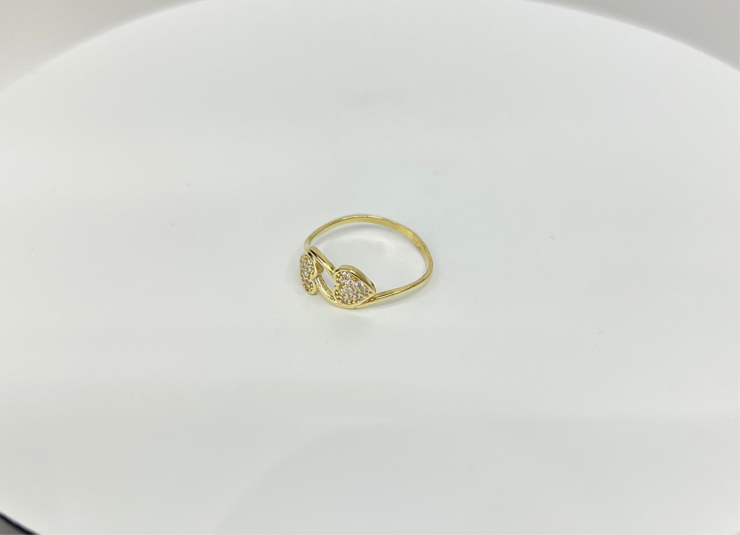 1494- NEW 14K Double Heart Ring W.G