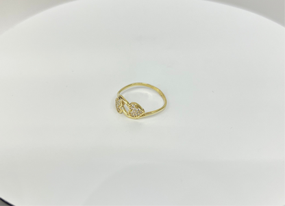 1494- NEW 14K Double Heart Ring W.G