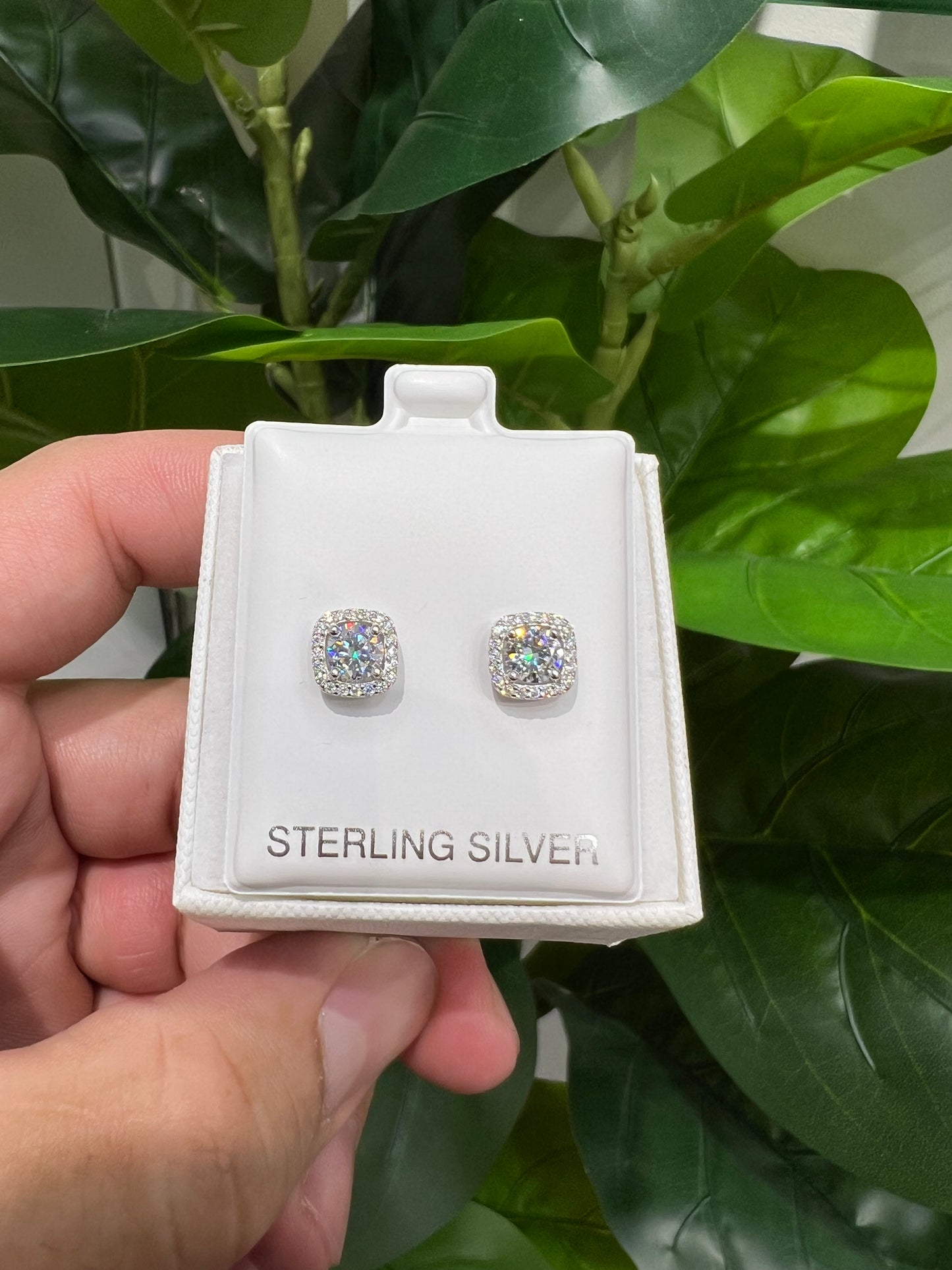 M2- NEW .925 Moissanite & Cz Stud Earrings W.G