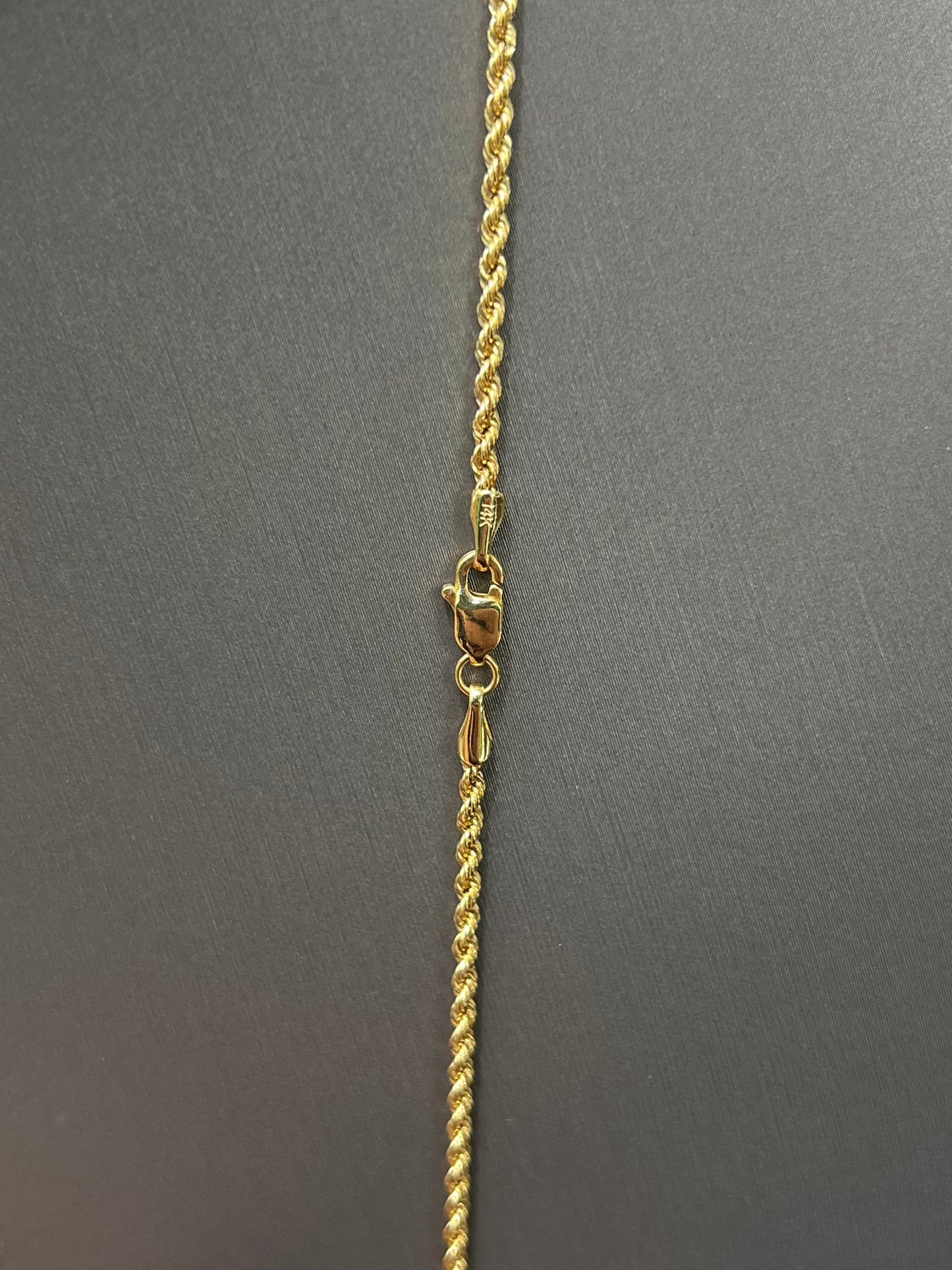 C10-NEW 14k Semi Solid Rope Chain 20” (2mm) and CZ Red Cross Pendant. W.G
