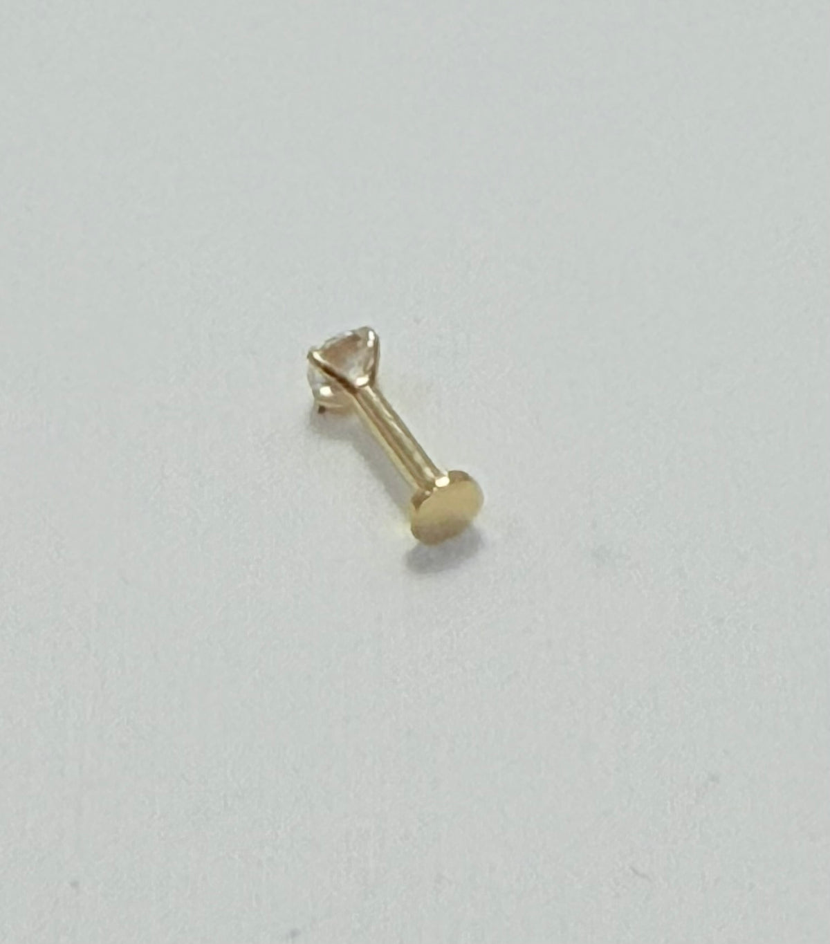 P1- NEW 14K Solid Gold Internal Threaded Flat Base Stud With Prong CZ W.G