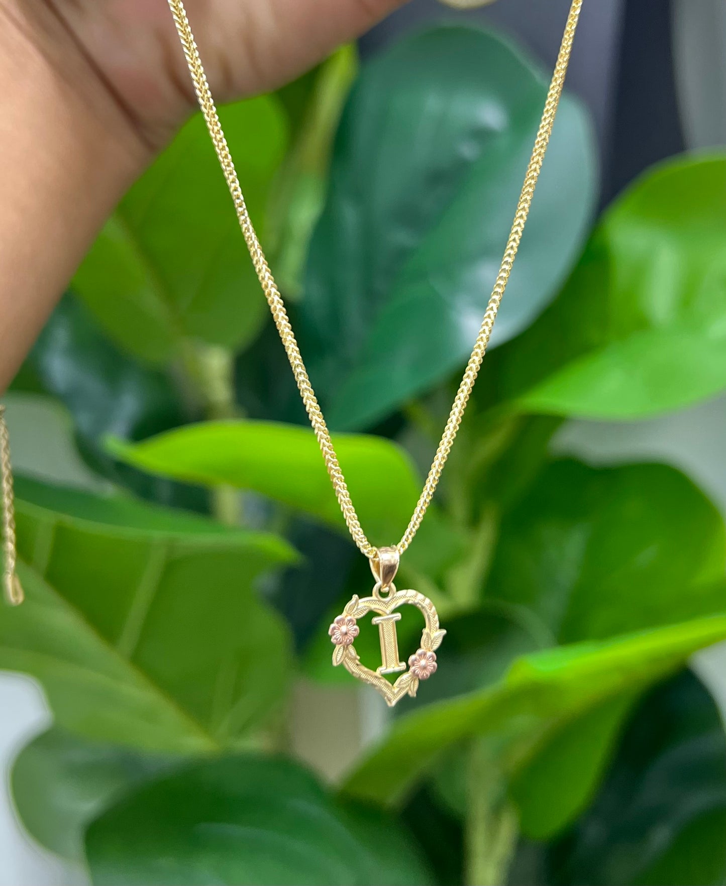 0062- NEW 14K Letter “I” Heart Shape Pendant W.G