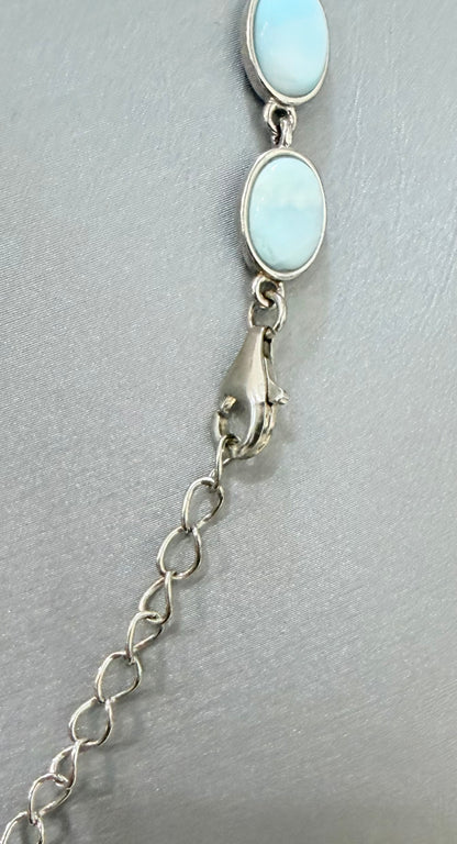S806- NEW .925 Oval Larimar Necklace (W.G)