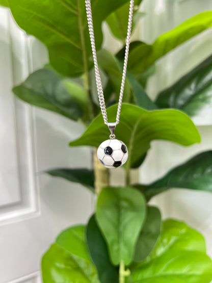 S1139- NEW .925 Sterling Silver Soccer Ball Pendant W.G