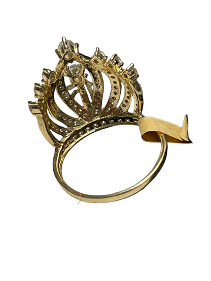 0005- NEW 14K Yellow Gold “ quinceañera” Crown Ring (W.G)