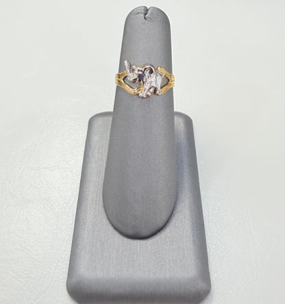 1704- NEW 10K Elephant Lucky Women's Ring W.G