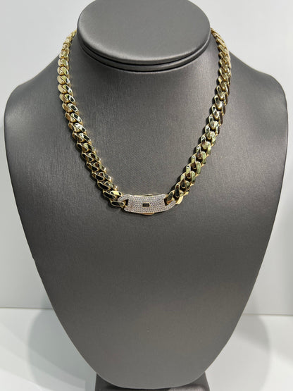 1238- NEW 14K Hollow Cuban Monaci Chain 16” (9mm) W.G