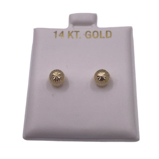 589-14K Gold Diamond Cut Stud Earrings 5.5mm