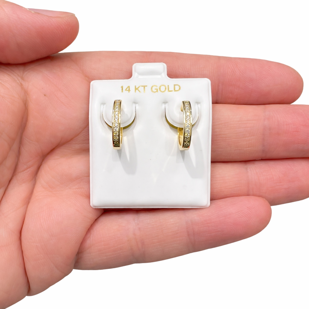 1540- NEW 14K Thin Gold Huggies Earrings W.G