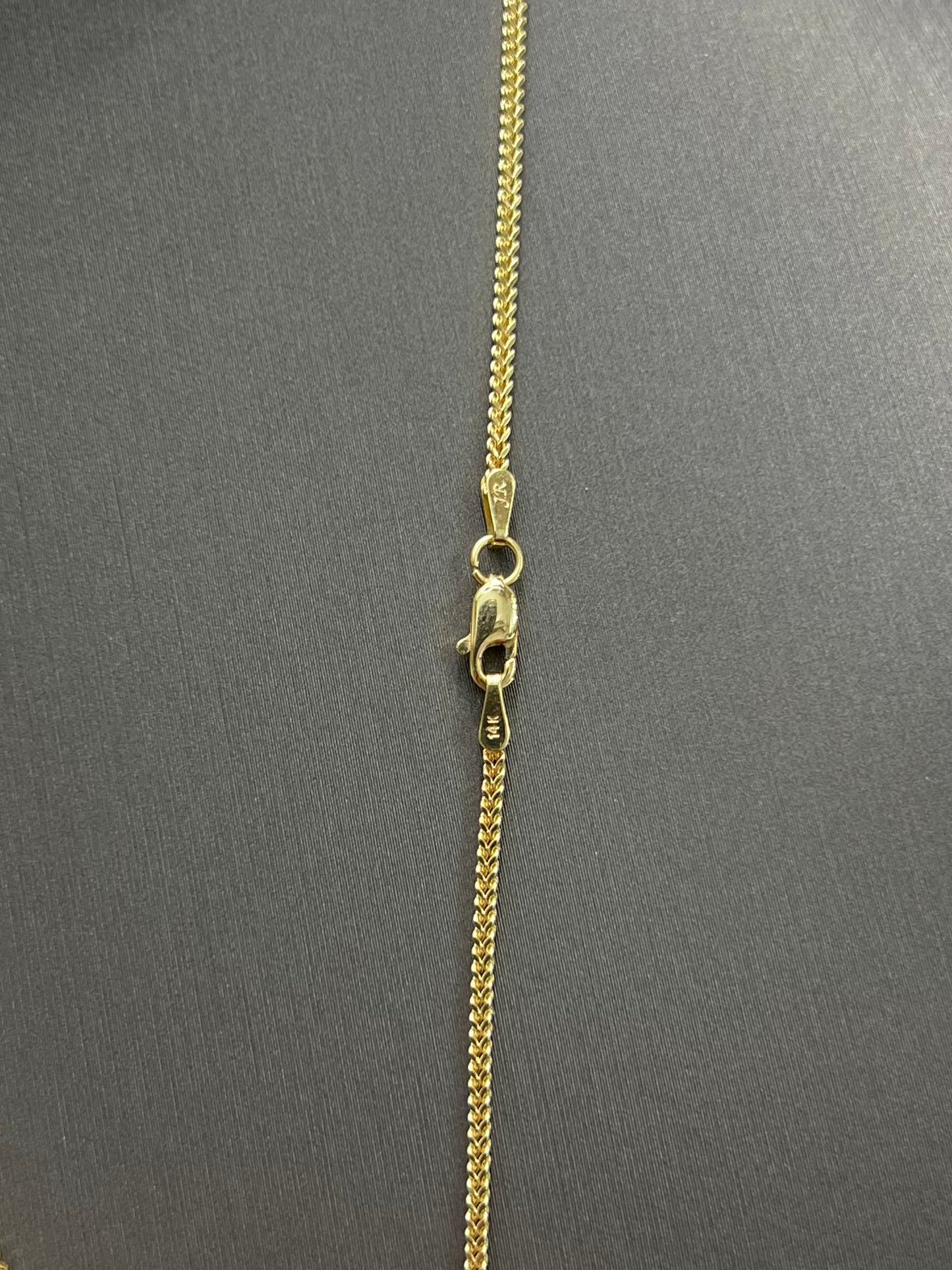 C15- NEW 14K Franco Chain 18”(1.5mm)and Letter A Pendant Set.W.G