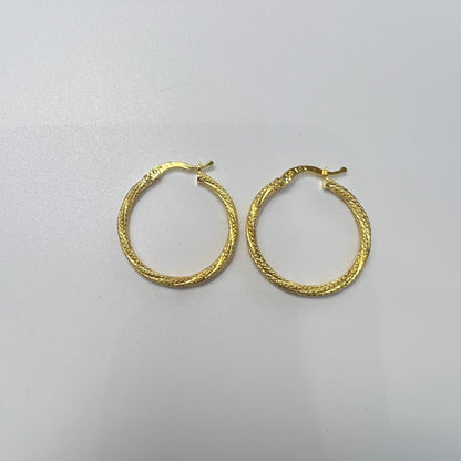 1654- NEW 10K Hoop Earrings (25.8x2.3mm) W.G