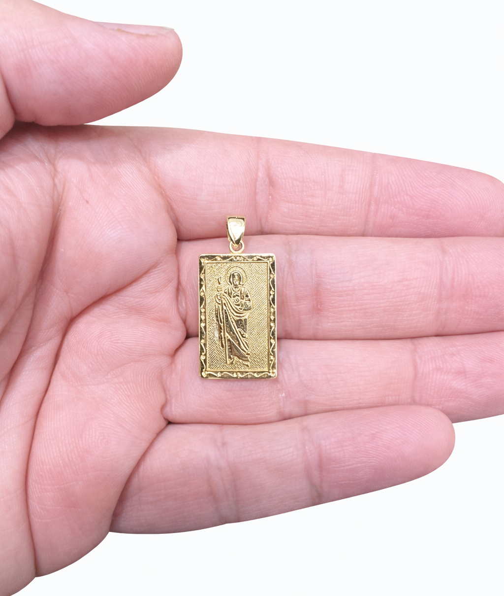 1546- NEW 10K Square St. Jude Gold Pendant W.G