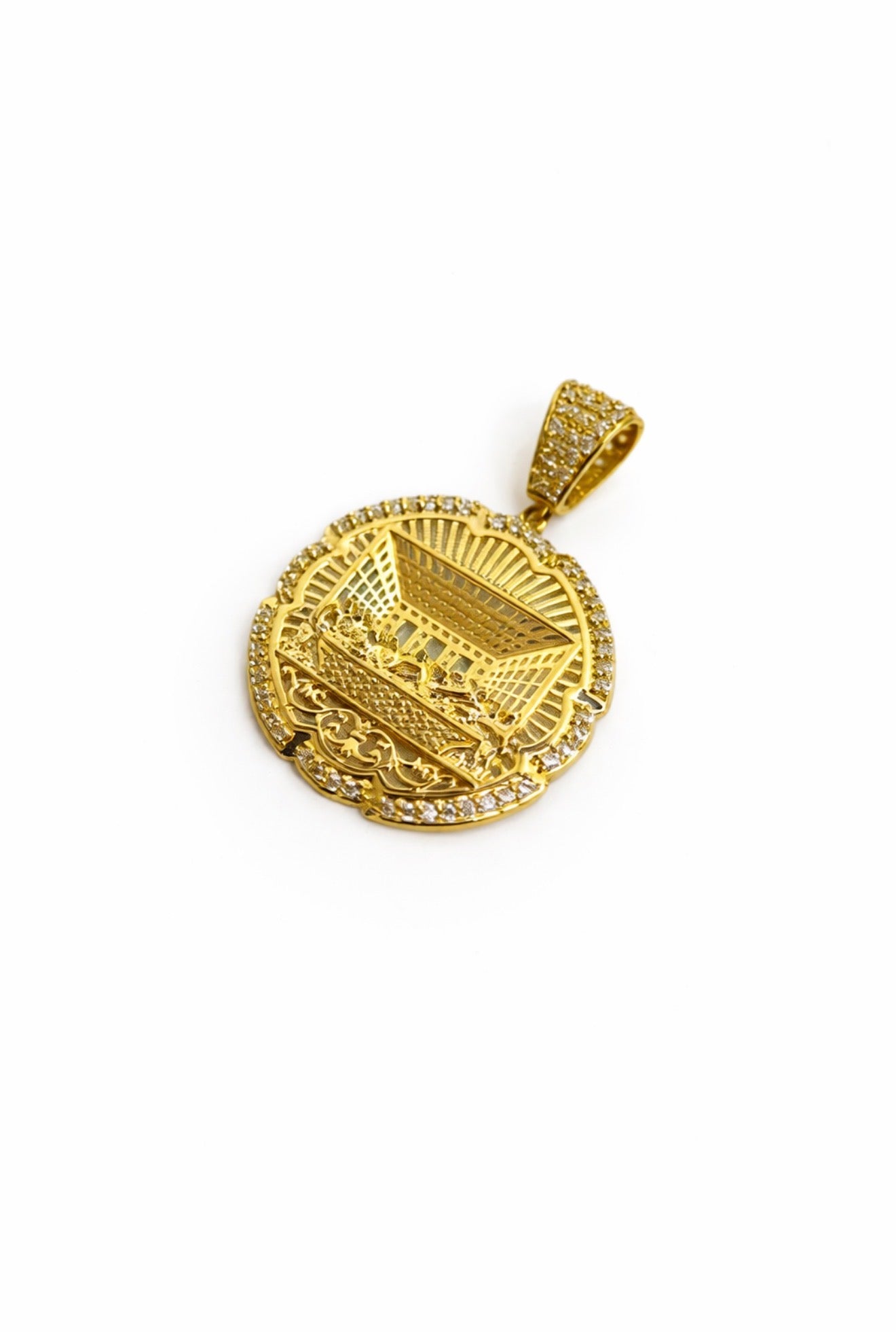 1507- 14K The Last Supper Cz Gold Pendant (1.16”)W.G