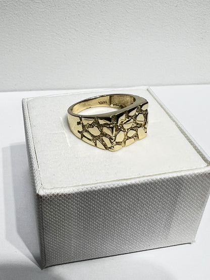 1199- NEW 14K Nugget Fashion Men's Ring W.G