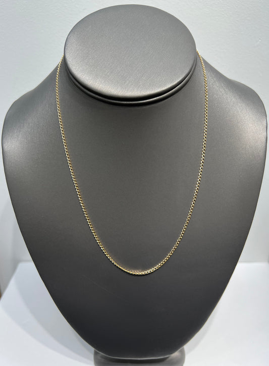 1326- NEW 10K Hollow Cuban Curb Chain Two tone 18” (2mm) W.G