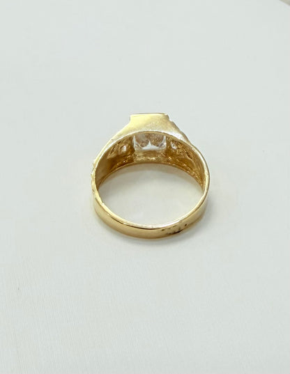 1099-NEW 14K Square Clear Cz Stone Men's Ring