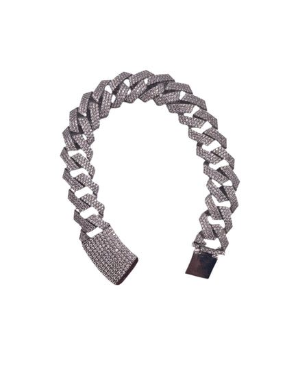 S578- .925 Encrusted Cuban Link Bracelet 8”