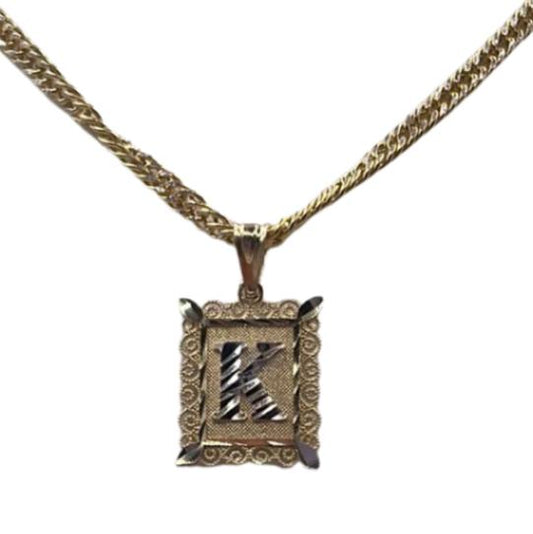 00122- NEW Letter “K” Square Pendant Only(W.G)