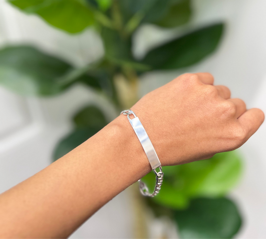 S824- NEW .925 Sterling Silver Miami Cuban ID Bracelet (7.60mm) W.G