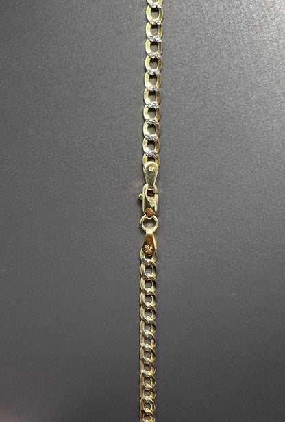 1022- NEW 14K Semi Solid Cuban Chain (3.5mm) W.G
