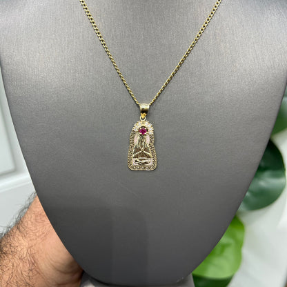 1309- NEW 10K Gold Virgin Mary Pendant W.G