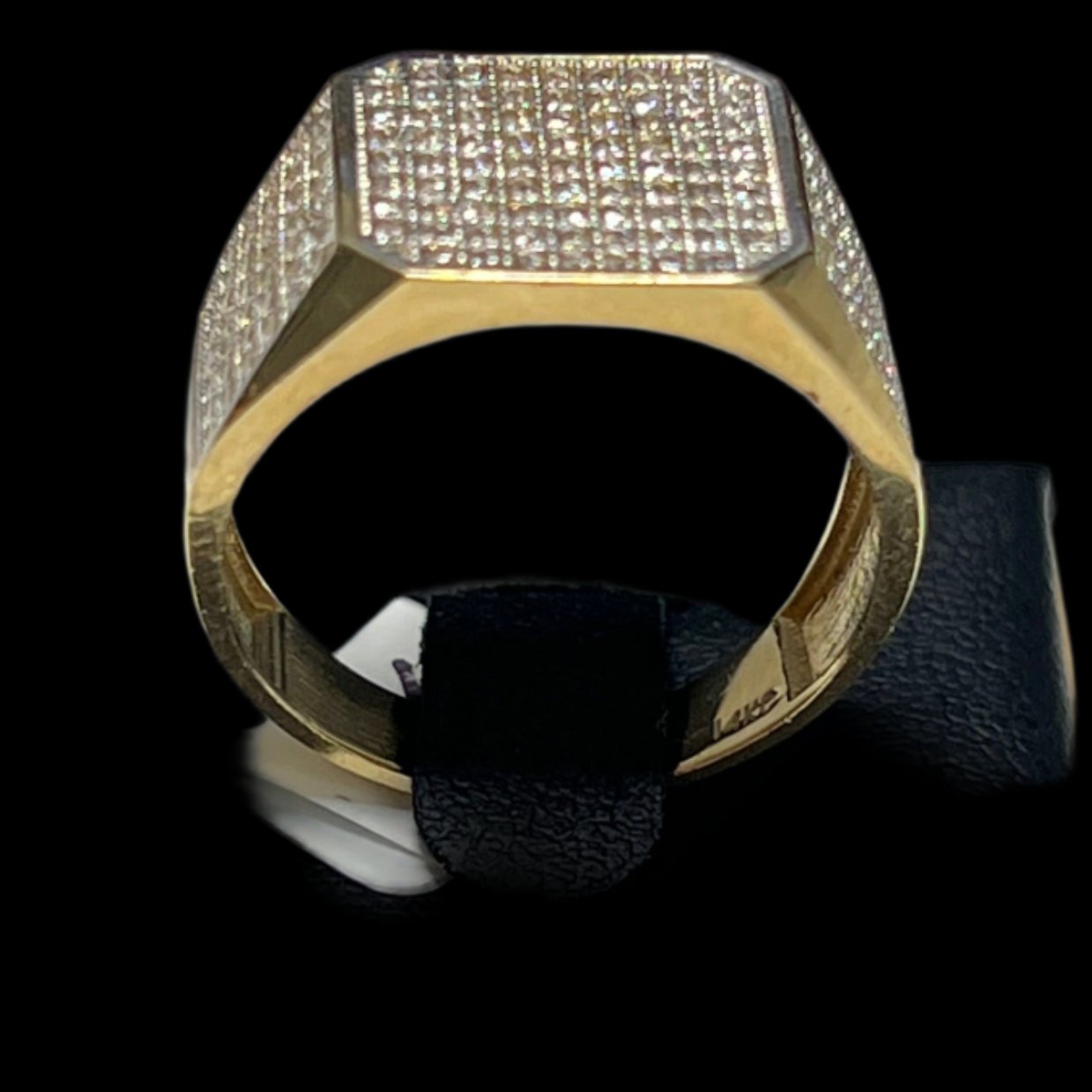 8- 0010- 14K Yellow Gold Square Ring Size 10 Men