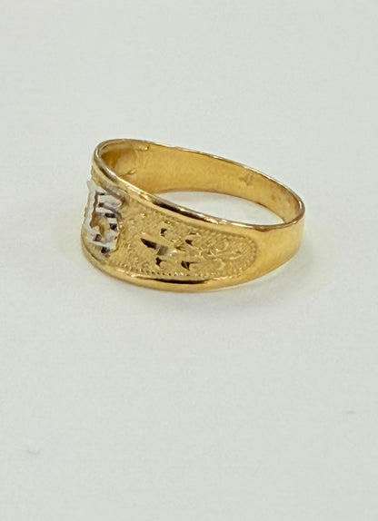 1516- NEW 10K Two Tone Gold Quinceañera Ring Band W.G