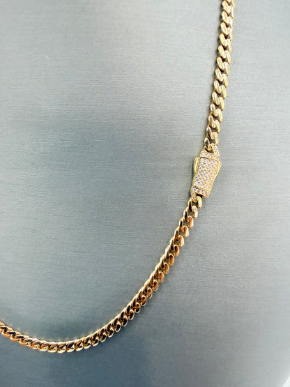 1676- NEW 10K Hollow Cuban Chain 18” (4mm) W.G