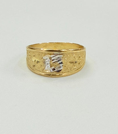 1516- NEW 10K Two Tone Gold Quinceañera Ring Band W.G