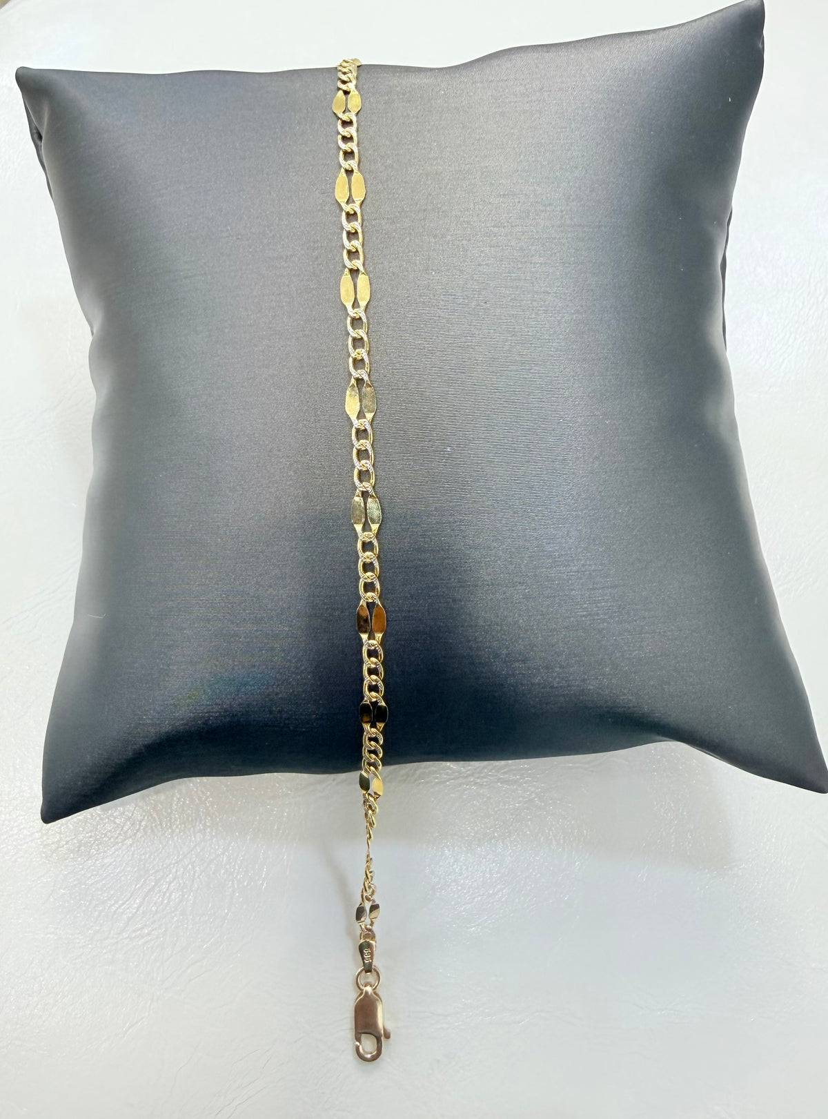 1815- NEW 14K Cuban Mirror Bracelet 7” (3.3mm)