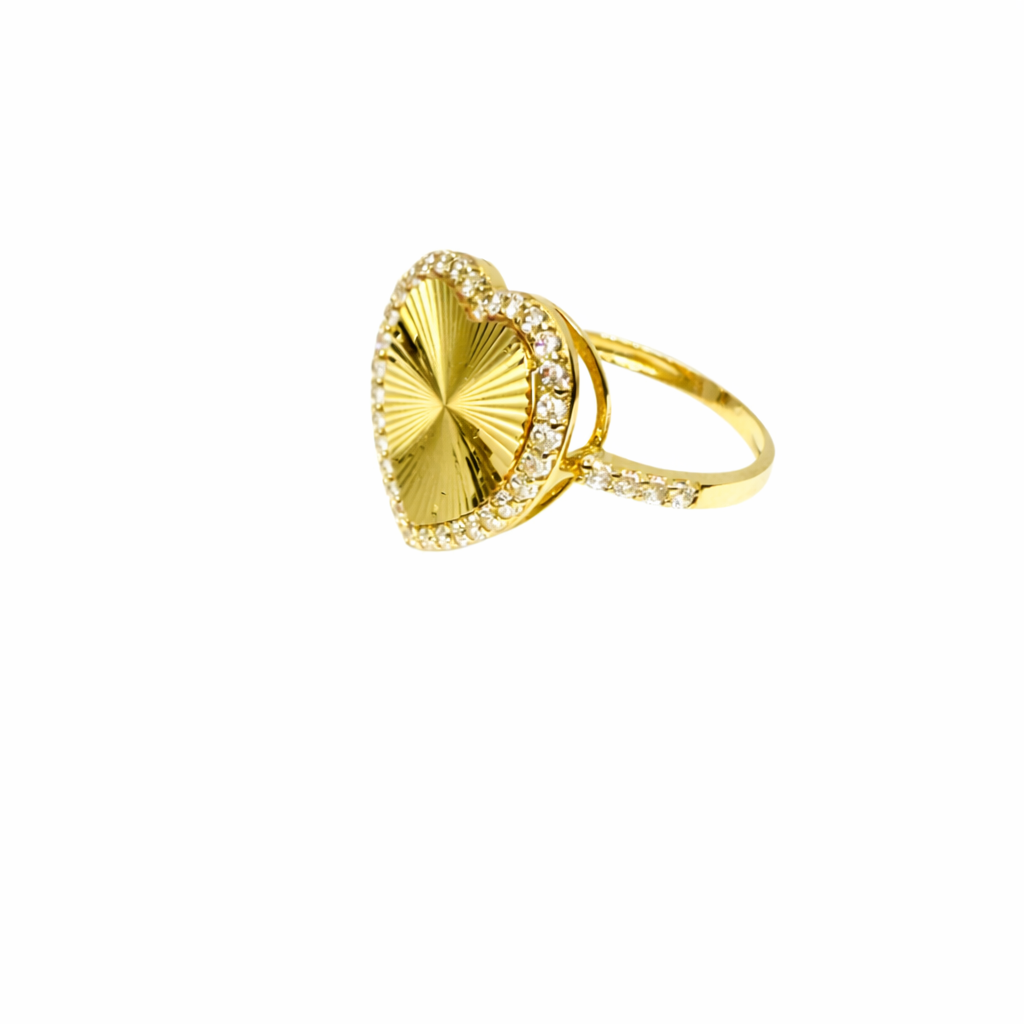 1037- NEW 14K Heart Ring Cz Stone Ring (W.G)