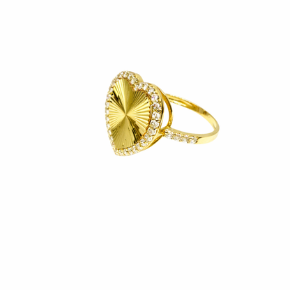 1037- NEW 14K Heart Ring Cz Stone Ring (W.G)