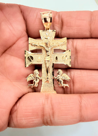 1766- NEW 10K Gold Cruz de Caravaca Pendant W.G