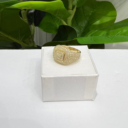 1352- NEW 14K Gold Ice Out Ring Men's Fashion W.G