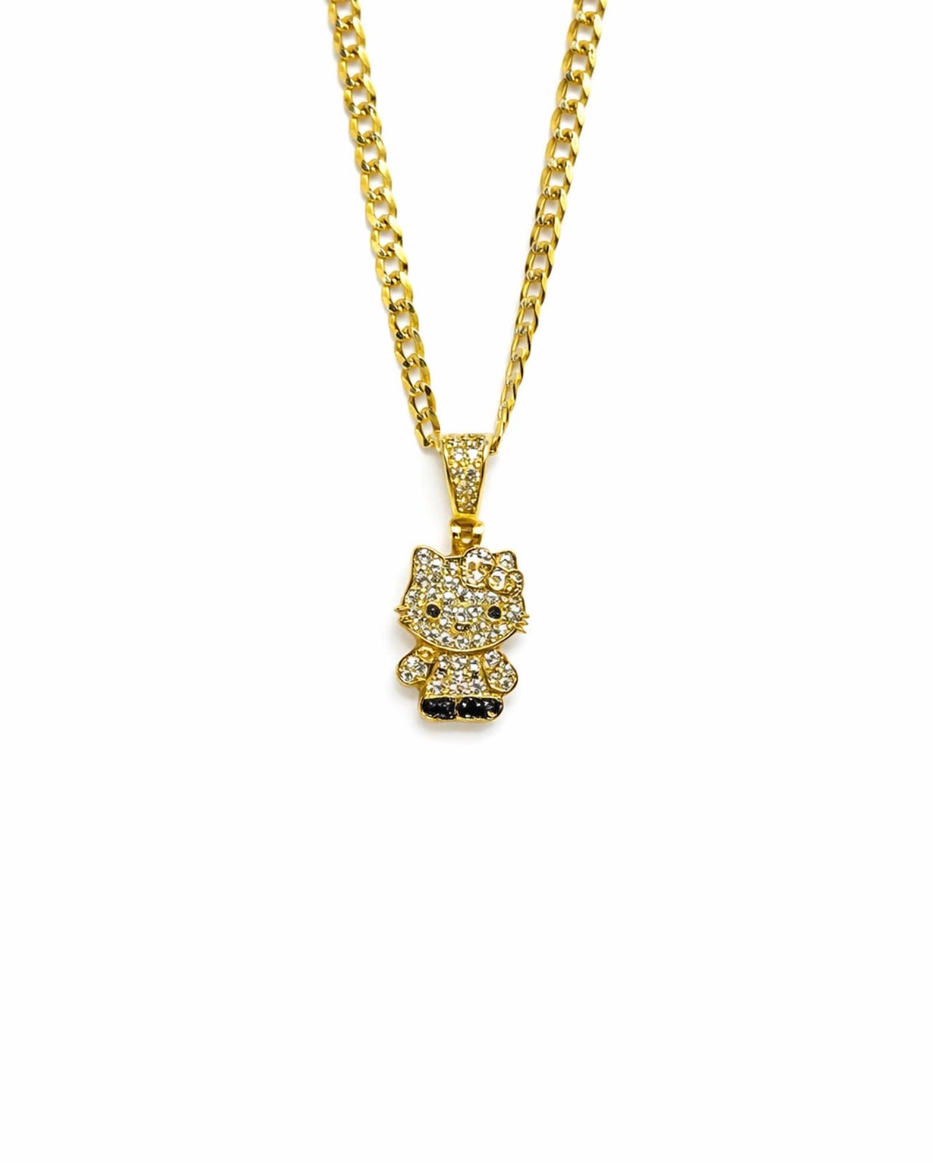 1500- NEW 14K Small Hello Kitty Full Cz Pendant W.G
