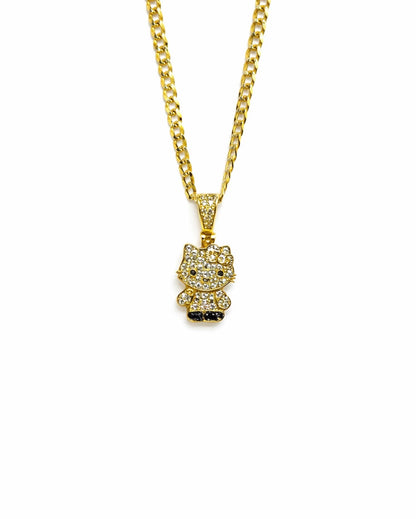 1500- NEW 14K Small Hello Kitty Full Cz Pendant W.G