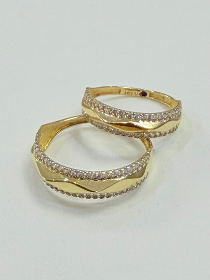 962-NEW 14K Gold Wedding Ring Band Set W.G