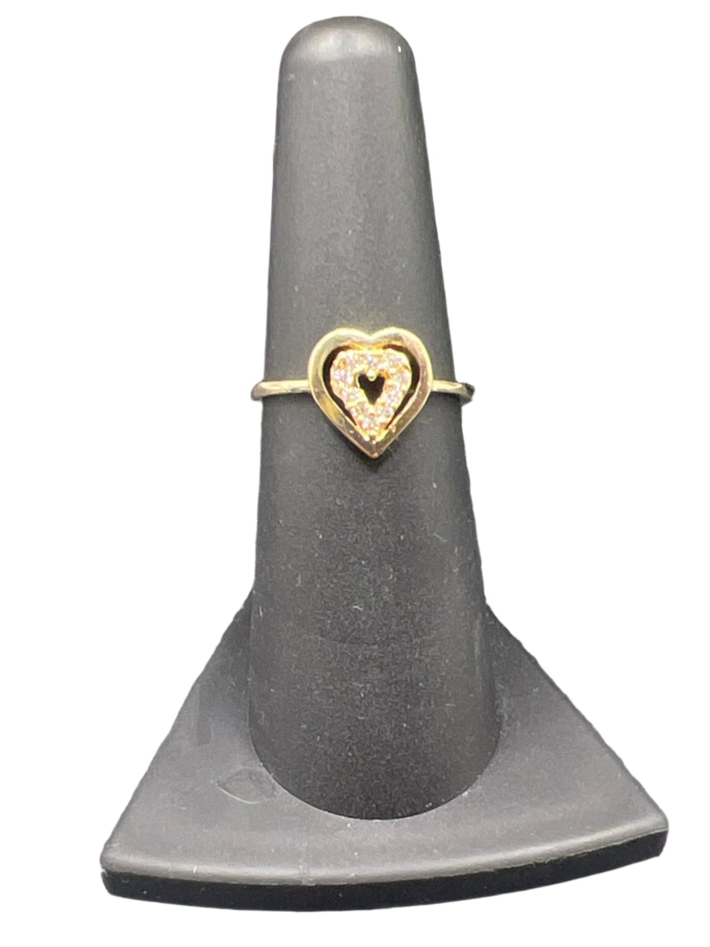 349- Anillo de oro de 14 quilates con forma de corazón de 6 1/4