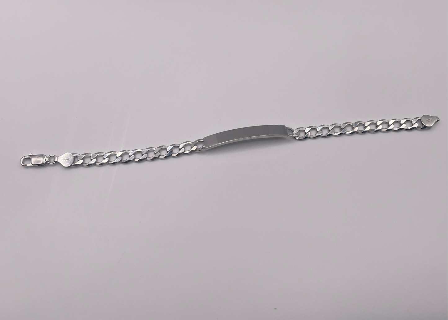 S823- Silver Miami Cuban Link ID Bracelet 8”