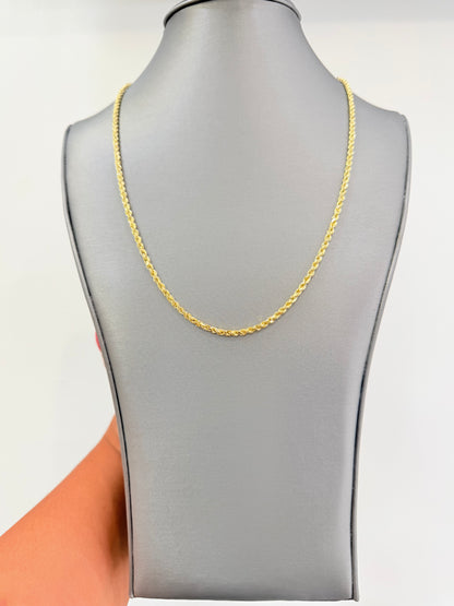 1755-NEW 14K Hollow Gold Rope Chain 22” (3mm) W.G
