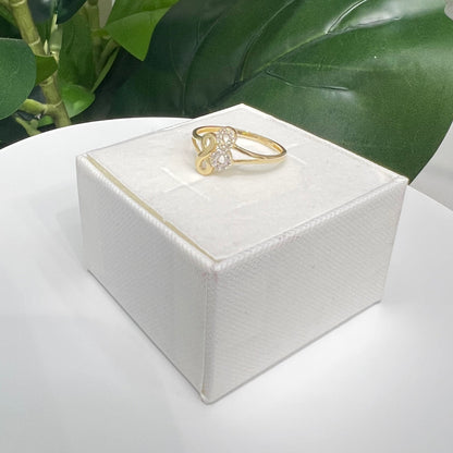 1343- NEW 14K Zirconia Infinity Sign Bypass Gold Ring W.G