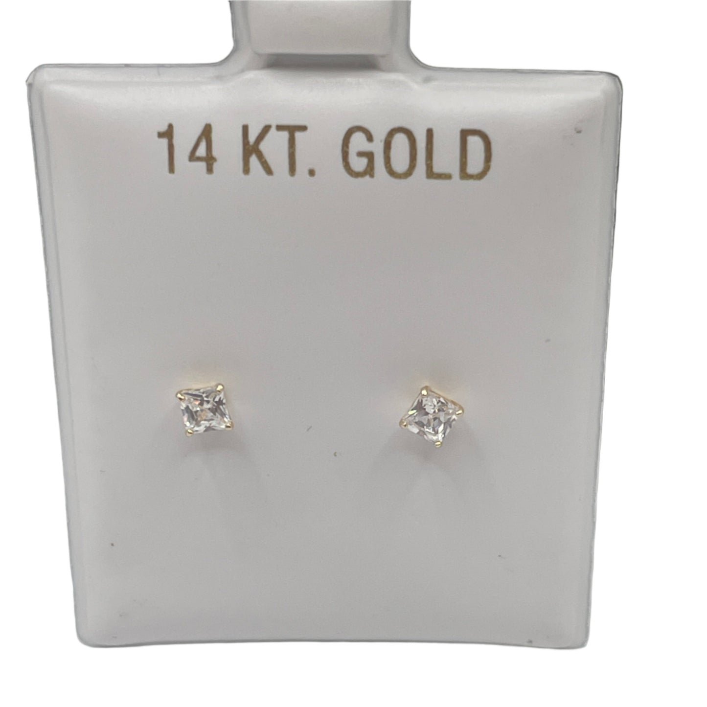 592-14 Karat Yellow Gold Screw Backing Square Stud Earrings 3mm