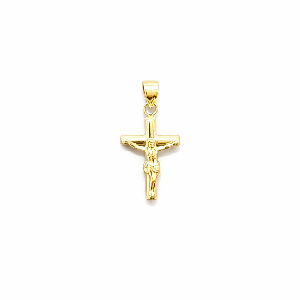 1059- NEW 14K Gold Hollow Crucifix Pendant W.G